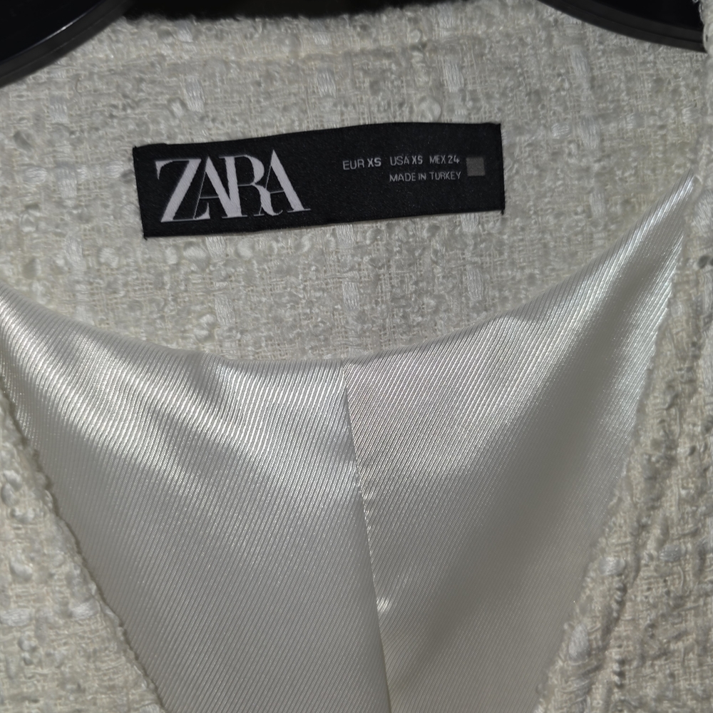 Zara White Sleeveless Tweed Dress - Picture 6 of 9